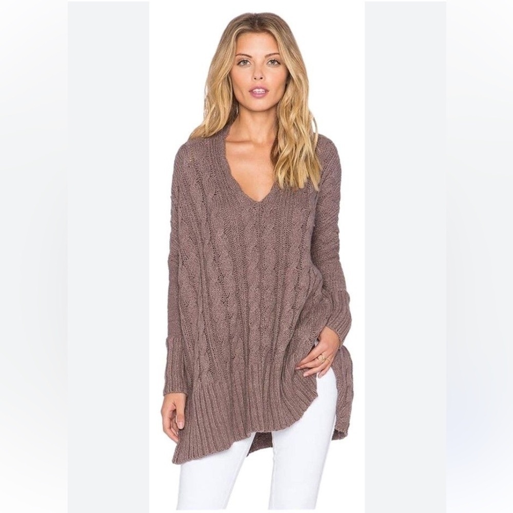Free People Mushroom Oversized Sweater Brown Tan Casual Comfy Winter Neutral